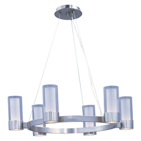 Maxim Six Light Polished Chrome Clear/Frosted Glass Up Chandelier 23077CLFTPC